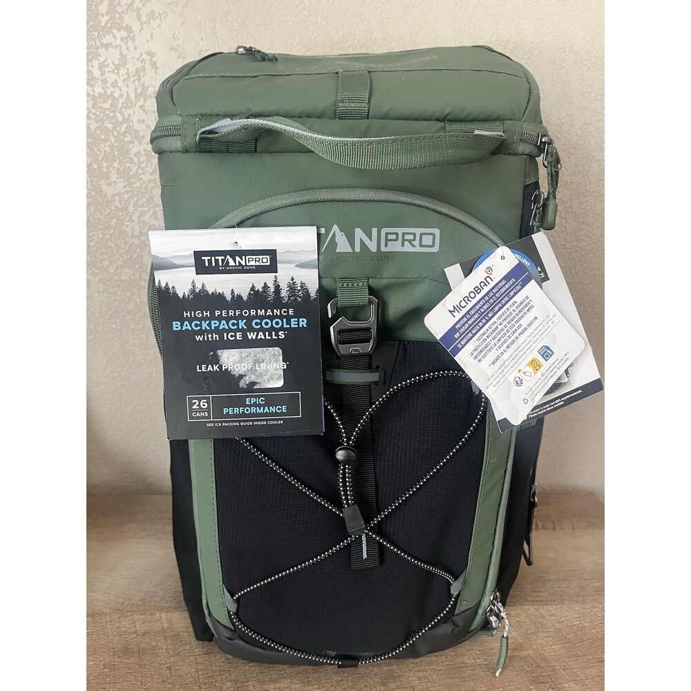 Titan PRO 26-Can Backpack Cooler 5 Compartments Green NWT